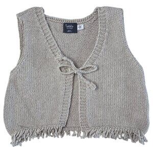 TOCOTO VINTAGE - KNIT SLEEVELES VEST - BEIGE - COTTON/LINEN - NEW NO TAG